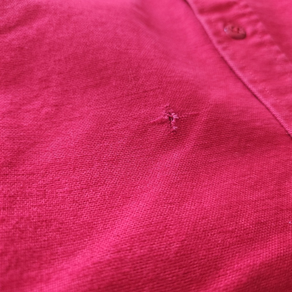 Woolrich Red Mens L Button Up Long Sleeve Shirt 100% Cotton Collared Work Casual - Picture 6 of 10